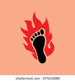 foot print silhouette and fire flame logo design inspiration