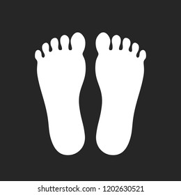 Foot print silhouette vector illustration isolated on black background
