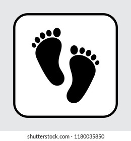 Foot print. Square icon. Black silhouette. Vector illustration