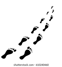 Foot print vector icon on white background. Footprint vector clip art. Footprint black shape.