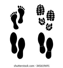 Foot Print Vector Icon, Set