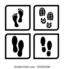 foot print vector icon set
