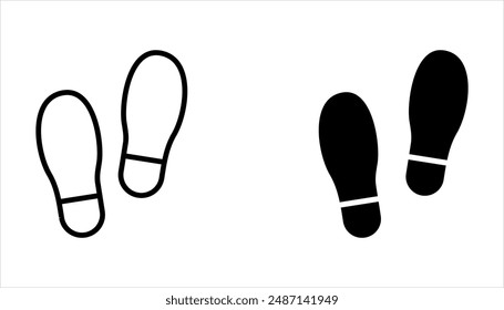 Foot print vector illustration set with shoes bare feet and boot print on white background