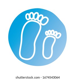 foot prints block style icons vector illustration design