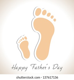 Foot prints of a father and child, Creative concept for Happy Fathers Day.