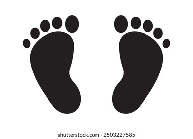 Foot prints flat icon, vector, silhouette on white background. Human footprint icon, vector. Foot print flat icons, logo. Vector illustration.
