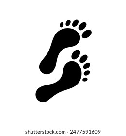 Foot prints icon set. Human footprints icon isolated on white.