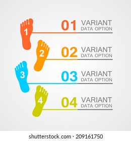 Foot prints info. Vector illustration