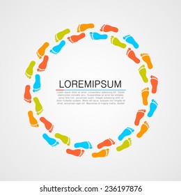 Foot prints info. Vector illustration
