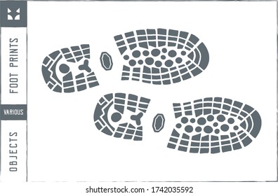 Foot prints on the ground Vector illustration - Hand drawn