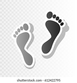 Foot prints sign. Vector. Blackish icon on transparent background with transition.