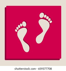 Foot prints sign. Vector. Grayscale version of Popart-style icon.