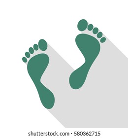 Foot prints sign. Veridian icon with flat style shadow path.