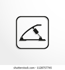 Foot pump for inflating wheels and other inflatable objects. Vector icon.
