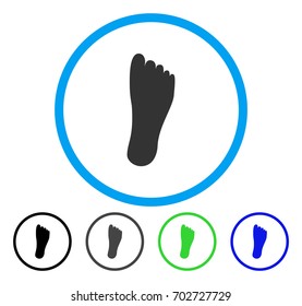 Foot rounded icon. Vector illustration style is a flat iconic symbol inside a circle, black, grey, blue, green versions. Designed for web and software interfaces.