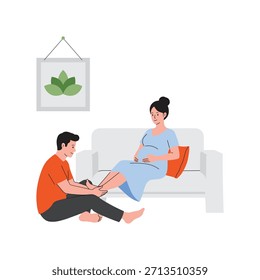 Frotis de pies de un Vector de pareja amorosa Ilustración plana EPS 10 Archivo