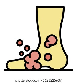 Foot sanitation icon. Outline foot sanitation vector icon color flat isolated