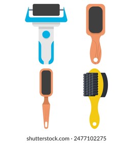 Foot scrubbers vector cartoon set isolated on a white background.