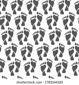 Foot seamless pattern with heart isolated white background. Modern concept design. Vector eps 10