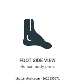 Foot side view glyph icon vector on white background. Flat vector foot side view icon symbol sign from modern human body parts collection for mobile concept and web apps design.