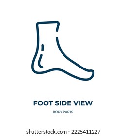 Foot side view icon. Linear vector illustration from body parts collection. Outline foot side view icon vector. Thin line symbol for use on web and mobile apps, logo, print media.