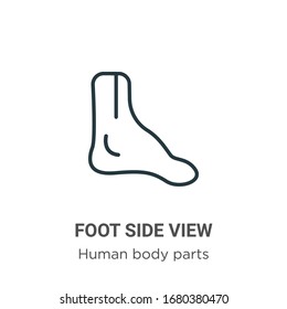 Foot side view outline vector icon. Thin line black foot side view icon, flat vector simple element illustration from editable human body parts concept isolated stroke on white background