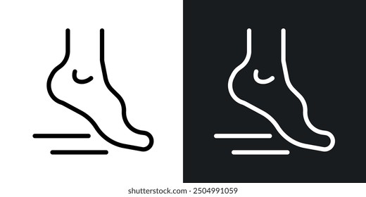 Foot side view vector icon set black and white filled and outlined style.