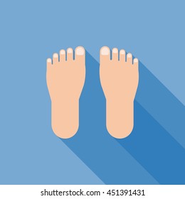 foot sign icon vector with long shadow, flat design 