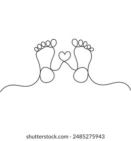Foot Single Line Art, fortlaufende einzeilige Zeichnung der isolierten Umriss-Vektorgrafik


