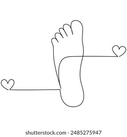 Foot Single Line Art, fortlaufende einzeilige Zeichnung der isolierten Umriss-Vektorgrafik


