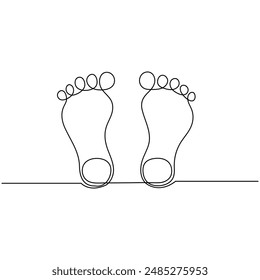 Foot Single Line Art, fortlaufende einzeilige Zeichnung der isolierten Umriss-Vektorgrafik


