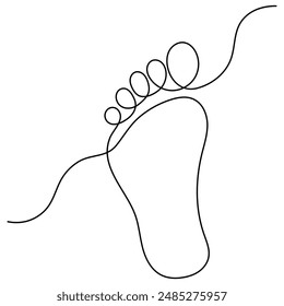 Foot  single line art, continuous one line drawing of  Isolated outline vector art


