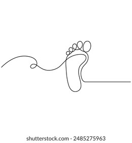 Foot  single line art, continuous one line drawing of  Isolated outline vector art


