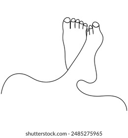 Foot  single line art, continuous one line drawing of  Isolated outline vector art


