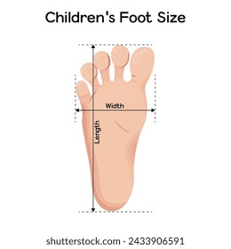 Foot size measurements for children vector illustration design. Footstep length and width metric