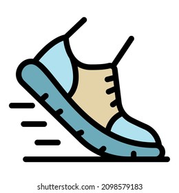 Foot in sneaker icon. Outline foot in sneaker vector icon color flat isolated