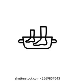 Foot Soak icon Black and white outline vector