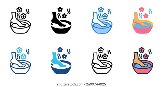 Ícone de pé de impregnação definir coleção de vários estilos 
