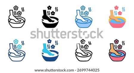 Foot soak icon set multiple style collection 
