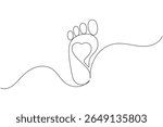 Foot sole continuous line drawing vector on white background in minimalist and simple outline style