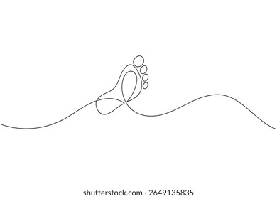 Vetor de desenho de linha contínua de sola do pé sobre fundo branco em estilo de contorno minimalista e simples