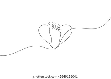 Foot sole continuous line drawing vector on white background in minimalist and simple outline style