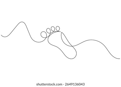 Vetor de desenho de linha contínua de sola do pé sobre fundo branco em estilo de contorno minimalista e simples