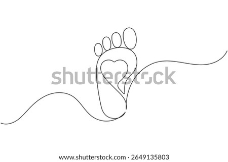Foot sole continuous line drawing vector on white background in minimalist and simple outline style