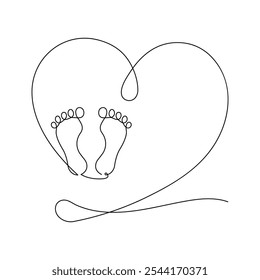 Foot sole continuous one line drawing of minimalist outline vector art design