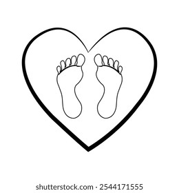 Foot sole continuous one line drawing of Isolated outline vector design black white background