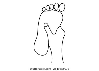 Sola do pé desenho contínuo de uma linha com projeto isolado de ilustração vetorial contorno