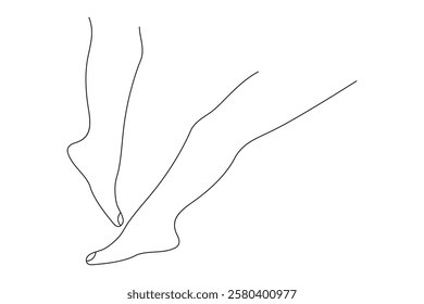 Foot sole continuous one line art of isolated outline vector flat  illustration