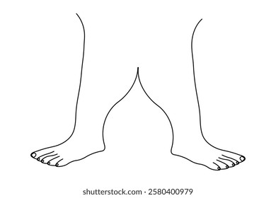 Foot sole continuous one line art of isolated outline vector flat  illustration