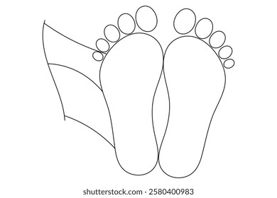 Foot sole continuous one line art of isolated outline vector flat  illustration